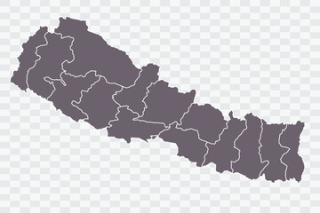 Nepal Map Grey Color on White Background quality files Png
