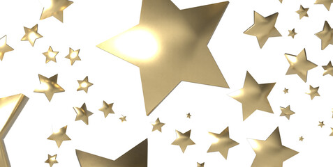 XMAS golden stars - 3d PNG