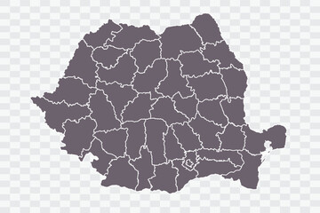 Romania Map Grey Color on White Background quality files Png