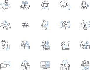 Personal growth outline icons collection. Development, Progress, Improvement, Expansion, Strengthening, Transformation, Advancement vector and illustration concept set. Augmentation, Amplification