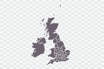 Uk Counties Map Grey Color on White Background quality files Png
