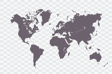 Fototapeta na wymiar World Map Grey Color on White Background quality files Png