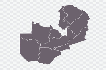 Zambia Map Grey Color on White Background quality files Png