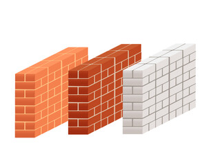 Set of brick walls vector illustration on white background