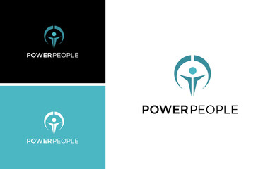 person power figure logo with both hands to the side or freedom vector