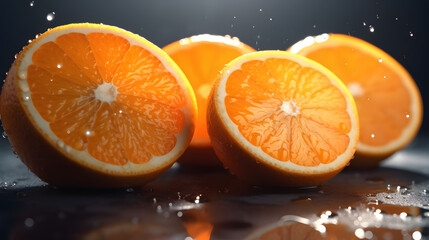 Fototapeta na wymiar Slices of fresh oranges, created with Generative AI