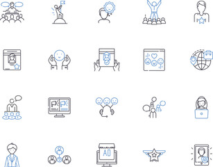News outline icons collection. News, Media, Headlines, Journalism, Broadcast, Reporter, Breaking vector and illustration concept set. Report, Story, Update linear signs