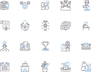 Business success outline icons collection. Success, Profit, Expand, Growth, Profit margin, Expand, Increase vector and illustration concept set. Market, Customers, Lead linear signs
