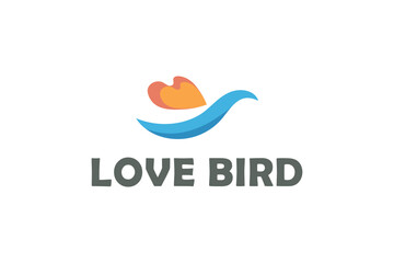 Fototapeta na wymiar love bird wordmark minimal creative vector logo design template