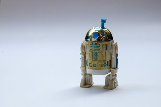 Vintage Star Wars R2D2 with Sensorscope Action Figure from Kenner Toys on White. This was released with the Movie "The Empire Strikes Back".