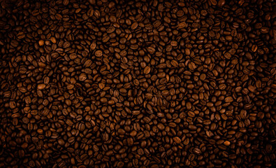 Roasted coffee beans. Texture of coffee beans. Coffee background.