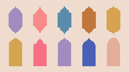 Abstract symbol in ornamental arabic, oriental, and Islamic style. windows, arches, domes and lanterns. logo design template.