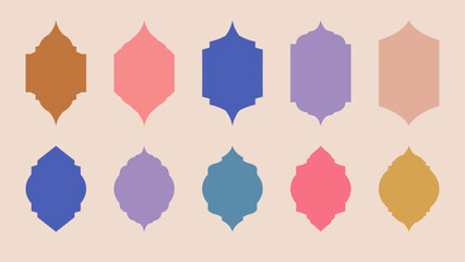 Abstract symbol in ornamental arabic, oriental, and Islamic style. windows, arches, domes and lanterns. logo design template.
