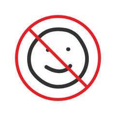 No smile icon. Forbidden emoji icon. No smile vector symbol. Prohibited vector icon. Warning, caution, attention, restriction flat sign design. Do not smile pictogram. UX UI icon