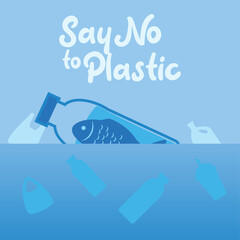 Say no to plastic concept for better future. vector illustration
