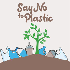 Say no to plastic concept for better future. vector illustration