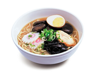 Japanese ramen noodle soup with chashu and mushroom