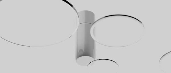 skin care serum cream lotion cosmetic bottle, 3d rendering illustration mockup, medical spa  treatment product packaging with glass clear ball plate