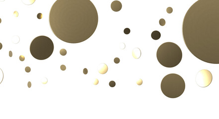 Golden confetti falling down isolated on transparent background.