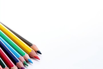 Obraz premium School materials in a flat lay on a white background. Generative AI