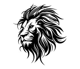 Lion Face, Silhouettes Lion Face SVG, black and white Lion vector