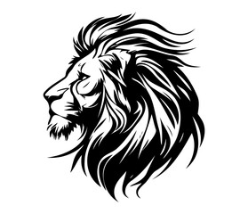 Lion Face, Silhouettes Lion Face SVG, black and white Lion vector