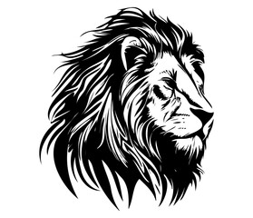 Lion Face, Silhouettes Lion Face SVG, black and white Lion vector