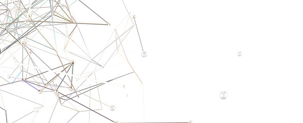 Multi color connected lines and dots network 3d illustration