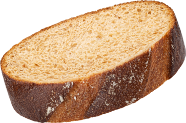 Wholegrain rye bread slice isolated on white background, full depth of field