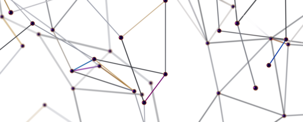 Gene lines and nodes, biological gene structure, 3d rendering.