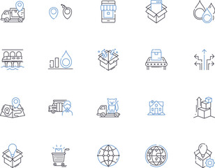 Express delivery outline icons collection. Express, Delivery, Fast, Courier, Shipping, Rush, Overnight vector and illustration concept set. Swift, Rapid, Express-mail linear signs