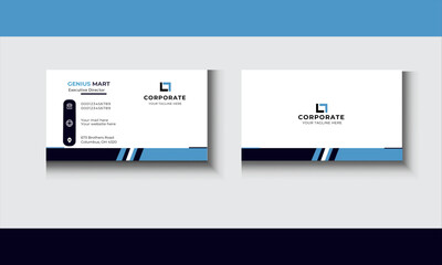 professional creative Minimalist dark blue and sky blue color variation Modern corporate business card design template professional creative