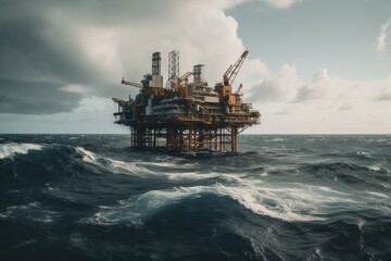 An offshore oil platform that extracts oil from the sea. Generative AI