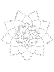  Flowers  Leaves Coloring page Adult.Contour drawing of a mandala on a white background.  Vector illustration Floral Mandala Coloring Pages, Flower Mandala Coloring Page, Coloring Page For Adul