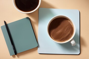 coffee and a  notebook art painting made with Generative AI technology