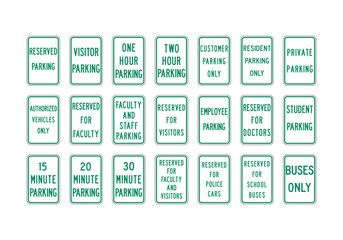Permissive Parking Signs set. Vector illustration