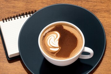 coffee and a  notebook art painting made with Generative AI technology