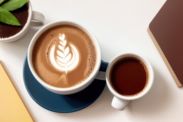 coffee and a  notebook art painting made with Generative AI technology