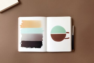 coffee and a  notebook art painting made with Generative AI technology
