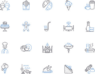 Culinary outline icons collection. Cooking, Eating, Baking, Cuisine, Chefs, Recipes, Spices vector and illustration concept set. Ingredients, Gourmet, Food linear signs