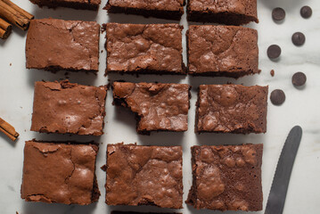 brownie cake. Dark chocolate brownie on a table