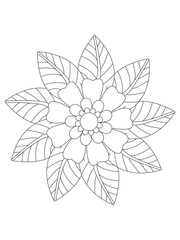 
 Flowers  Leaves Coloring page Adul and Flower Outline Illustration for Covering Book. Coloring book for kids and adults.
 