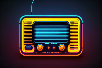 Fototapeta premium Classic tape cassette with earphone on pink background. Generative Ai