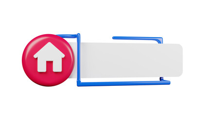 House 3D icon to fill text, live stream 3d render. text placeholder