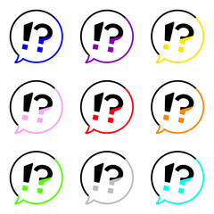 バイカラーな黒いダブルだれとカラフルなまんまるふきだし　9個セット