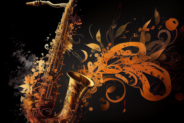Obraz na płótnie Canvas Jazz music instruments. Generative Ai