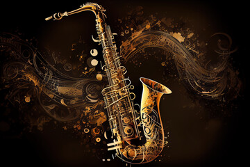 Jazz music instruments. Generative Ai - 593006154