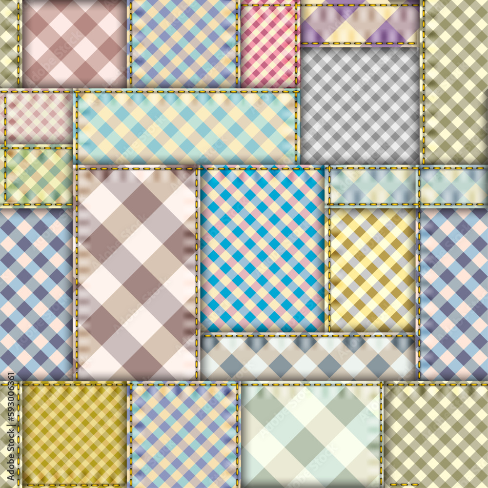 Aufkleber Geometric abstract pattern. Textile patchwork plaid style. Seamless vector pattern.
