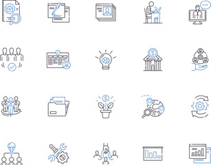Wealth management outline icons collection. Wealth, Management, Investment, Retirement, Planning, Savings, Portfolio vector and illustration concept set. Financial, Insurance, Strategies linear signs