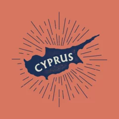 Foto op Canvas Vintage Cyprus map with grunge texture and emblem. Cyprus vintage print for t-shirt. Trendy Hipster design. Vector illustration © Дмитрий Сальников